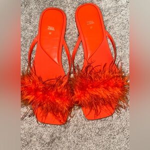 Zara feather sandals